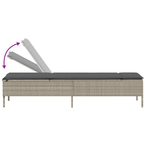 vidaXL 3-Piece Sun Lounger Set with Cushion Light Grey Poly Rattan