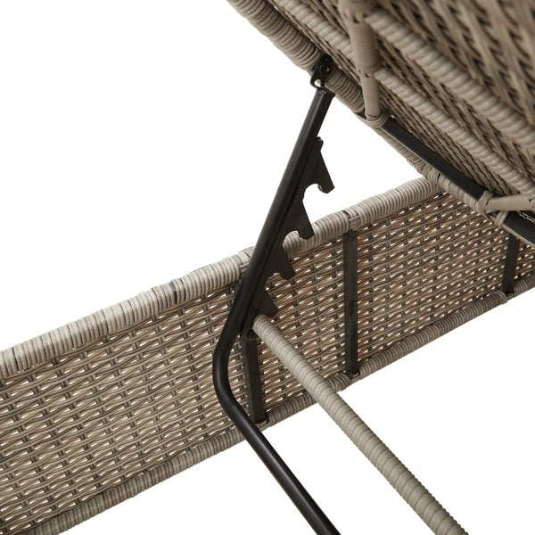 vidaXL 3-Piece Sun Lounger Set with Cushion Light Grey Poly Rattan