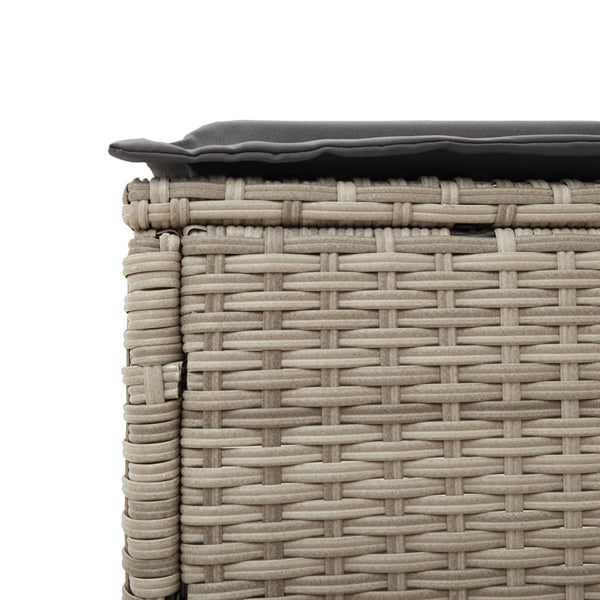 vidaXL 3-Piece Sun Lounger Set with Cushion Light Grey Poly Rattan