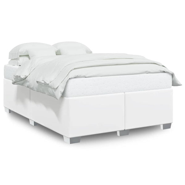 vidaXL Bed Frame without Mattress White Faux Leather