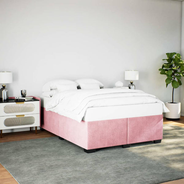 vidaXL Bed Frame Pink 140x200 cm Velvet