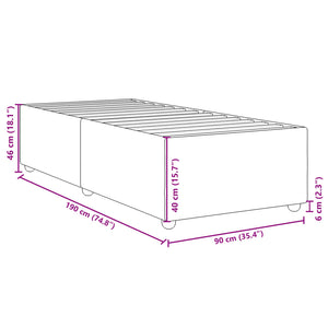 vidaXL Bed Frame without Mattress, Dark Gray, Single Fabric