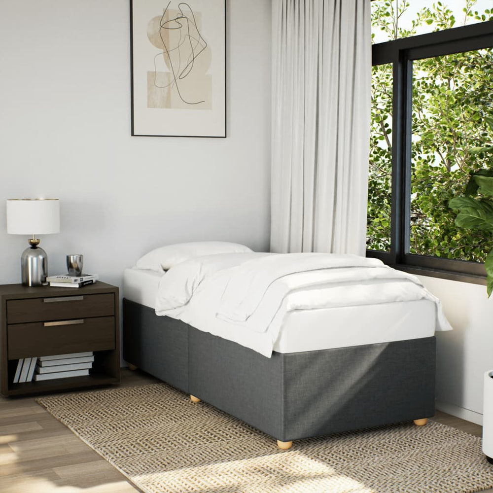 vidaXL Bed Frame without Mattress, Dark Gray, Single Fabric