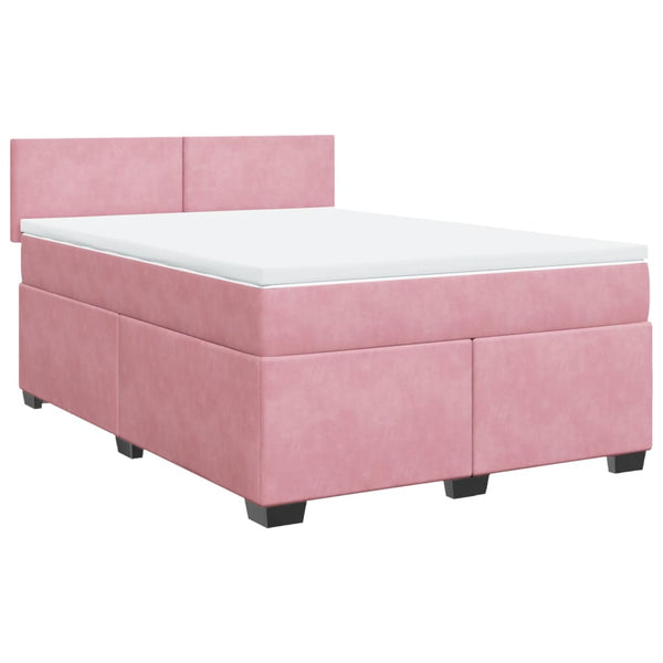 vidaXL Box Spring Bed with Mattress Dark Pink 140x200 cm Velvet