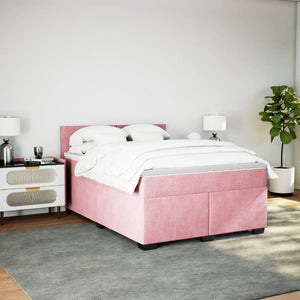 vidaXL Box Spring Bed with Mattress Dark Pink 140x200 cm Velvet