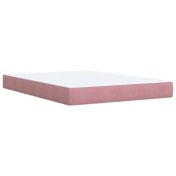 vidaXL Box Spring Bed with Mattress Dark Pink 140x200 cm Velvet