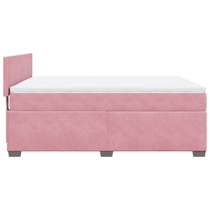 vidaXL Box Spring Bed with Mattress Dark Pink 140x200 cm Velvet