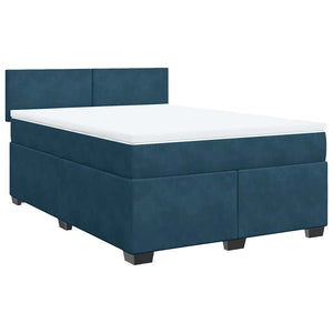 vidaXL Box Spring Bed with Mattress Blue 160x200 cm Velvet