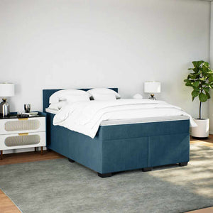 vidaXL Box Spring Bed with Mattress Blue 160x200 cm Velvet