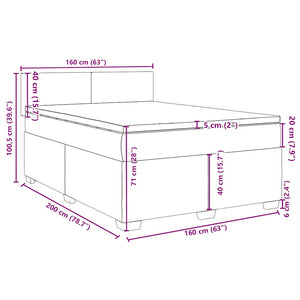 vidaXL Box Spring Bed with Mattress Blue 160x200 cm Velvet