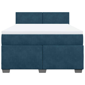 vidaXL Box Spring Bed with Mattress Blue 160x200 cm Velvet