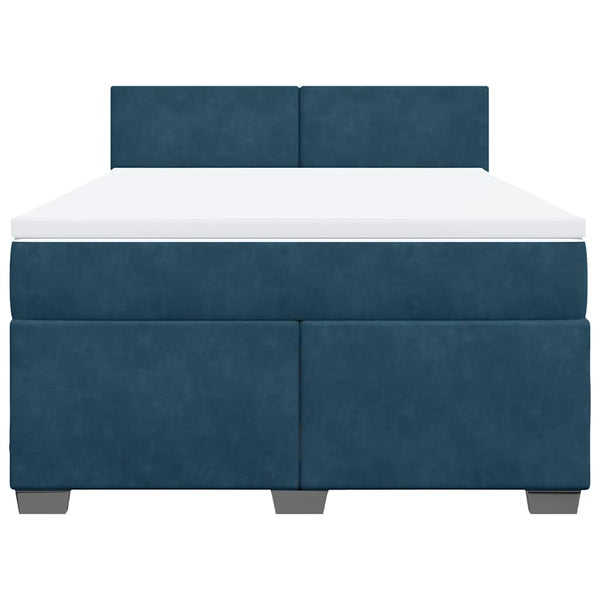 vidaXL Box Spring Bed with Mattress Blue 160x200 cm Velvet