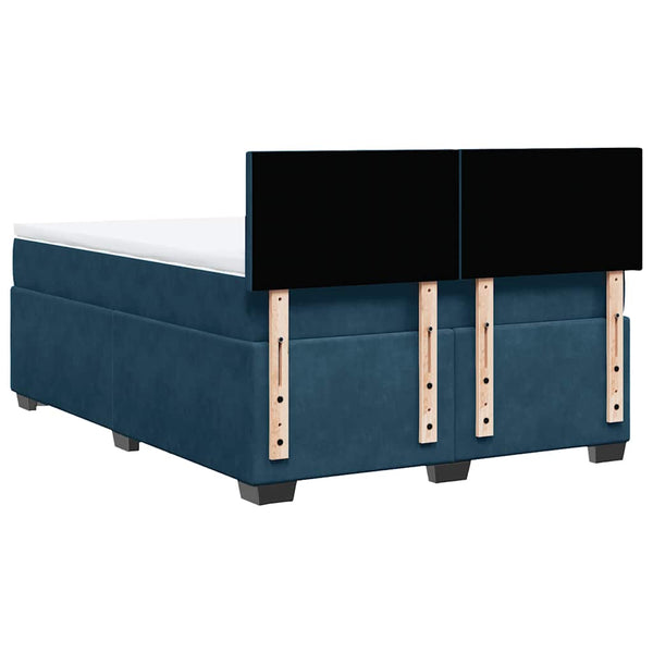 vidaXL Box Spring Bed with Mattress Blue 160x200 cm Velvet