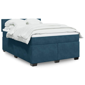 vidaXL Box Spring Bed with Mattress Blue 160x200 cm Velvet