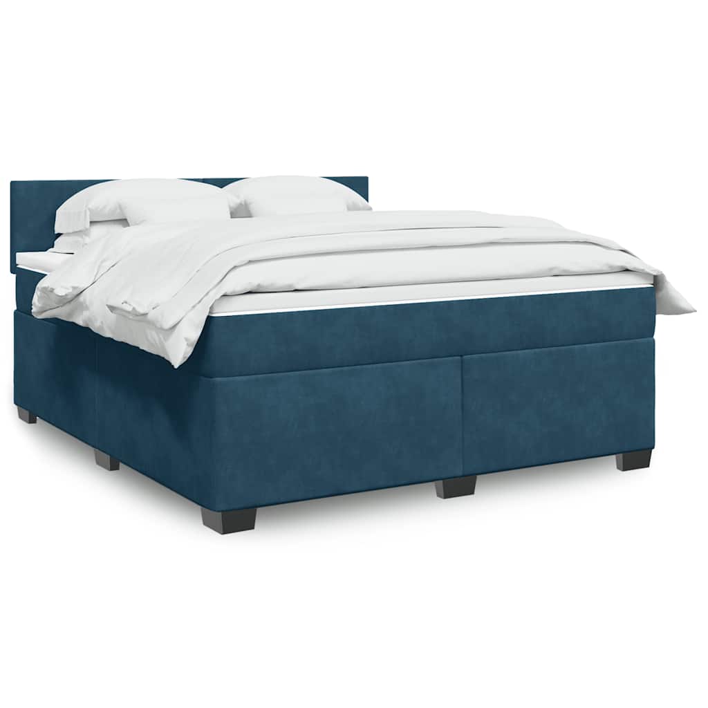 vidaXL Box Spring Bed with Mattress Blue 180x200 cm Velvet