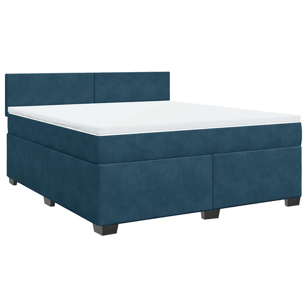 vidaXL Box Spring Bed with Mattress Blue 180x200 cm Velvet