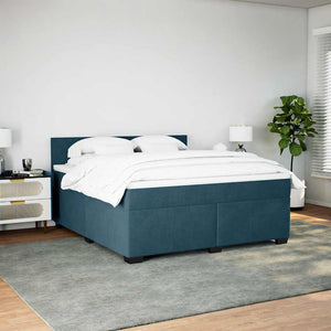 vidaXL Box Spring Bed with Mattress Blue 180x200 cm Velvet