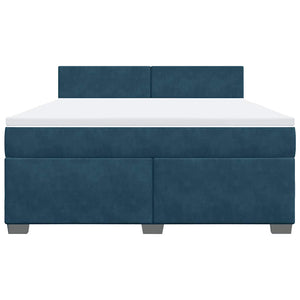 vidaXL Box Spring Bed with Mattress Blue 180x200 cm Velvet