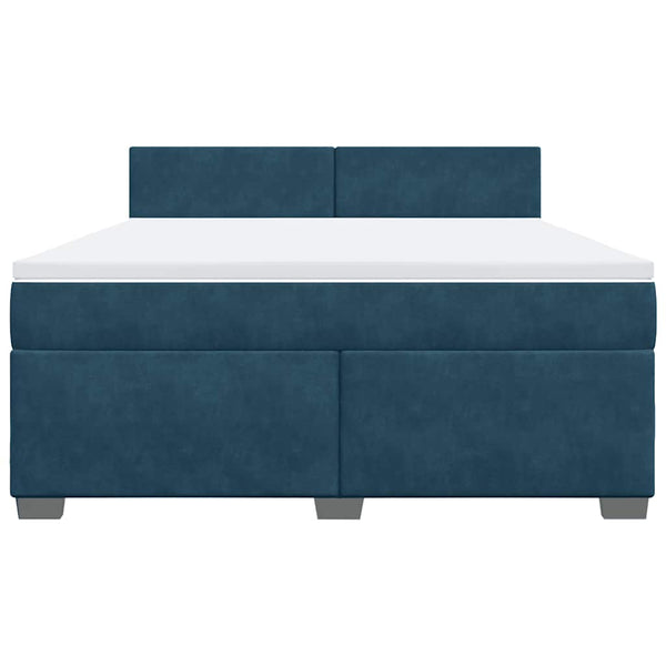 vidaXL Box Spring Bed with Mattress Blue 180x200 cm Velvet