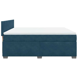 vidaXL Box Spring Bed with Mattress Blue 180x200 cm Velvet