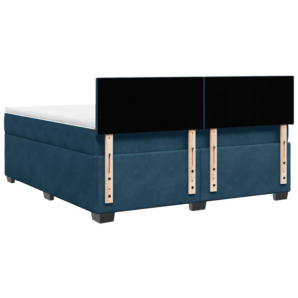 vidaXL Box Spring Bed with Mattress Blue 180x200 cm Velvet