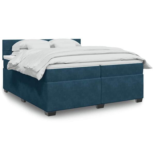 vidaXL Box Spring Bed with Mattress Blue 200x200 cm Velvet