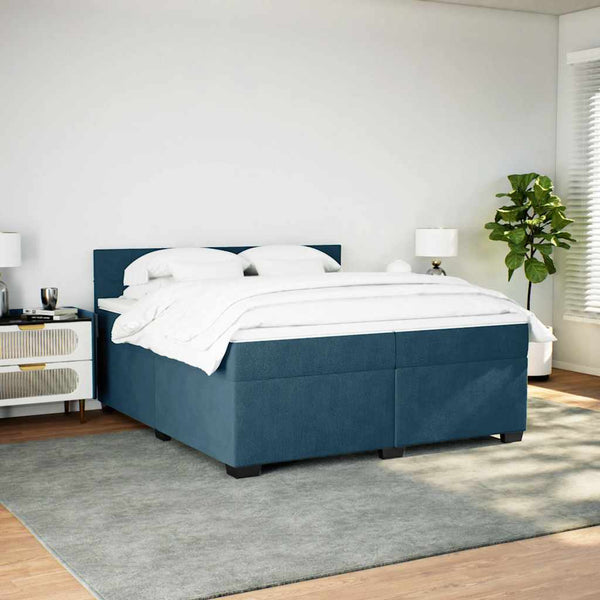 vidaXL Box Spring Bed with Mattress Blue 200x200 cm Velvet