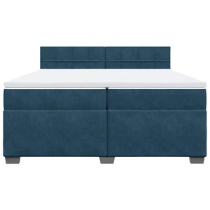 vidaXL Box Spring Bed with Mattress Blue 200x200 cm Velvet
