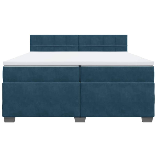 vidaXL Box Spring Bed with Mattress Blue 200x200 cm Velvet