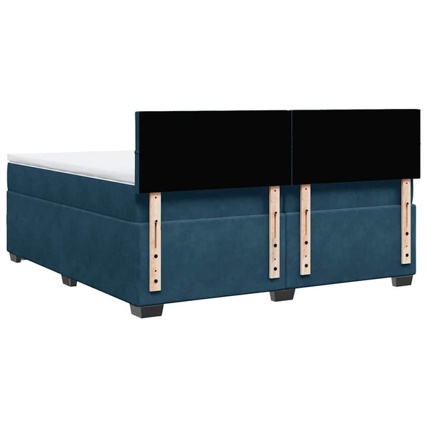 vidaXL Box Spring Bed with Mattress Blue 200x200 cm Velvet