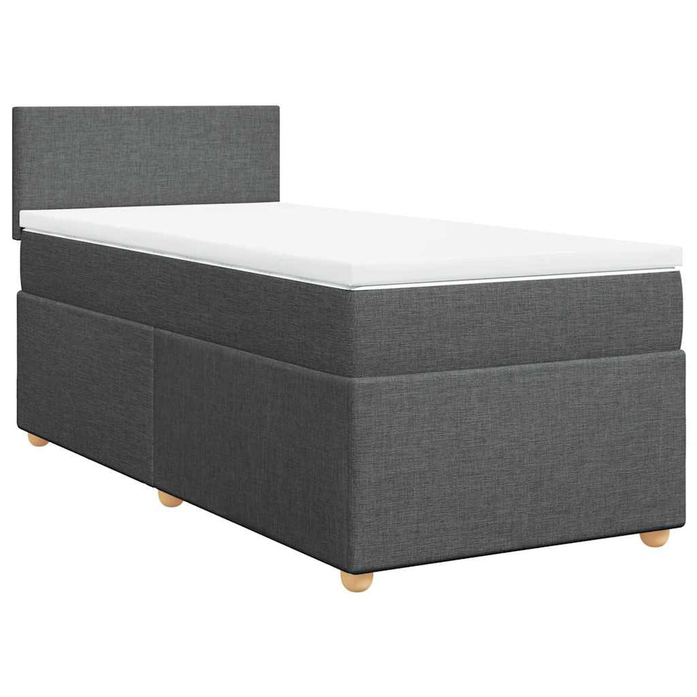 vidaXL Box Spring Bed with Mattress Dark Gray Fabric