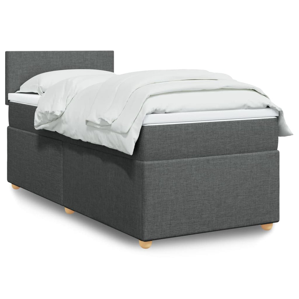 vidaXL Box Spring Bed with Mattress Dark Gray Fabric