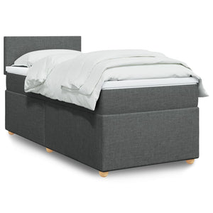 vidaXL Box Spring Bed with Mattress Dark Gray Fabric