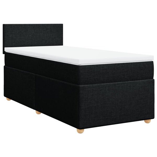 vidaXL Box Spring Bed with Mattress Black Fabric