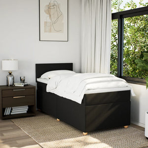 vidaXL Box Spring Bed with Mattress Black Fabric