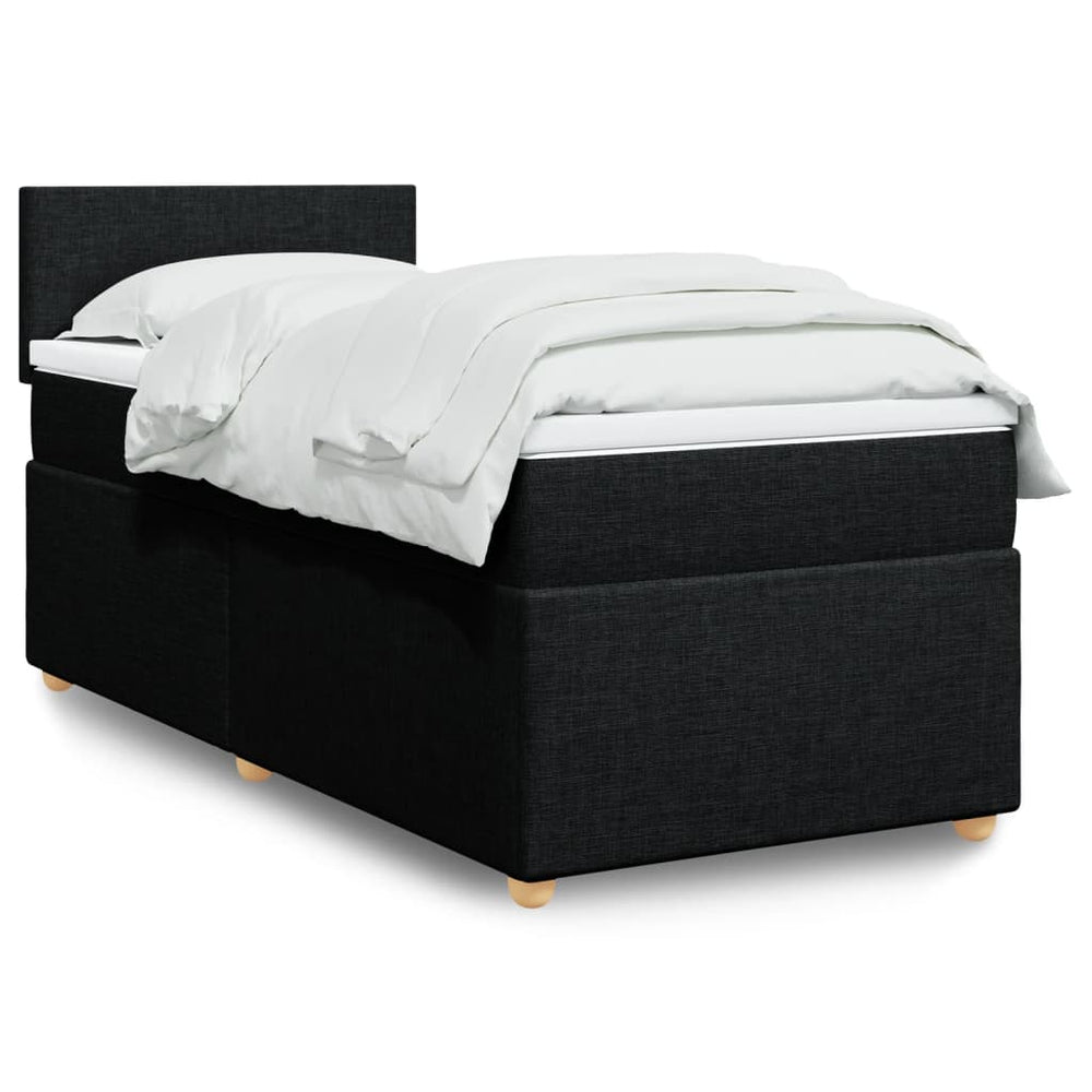 vidaXL Box Spring Bed with Mattress Black Fabric