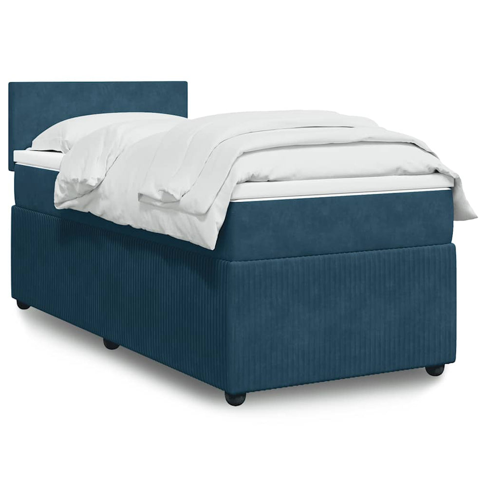 vidaXL Box Spring Bed with Mattress Blue 80x200 cm Velvet
