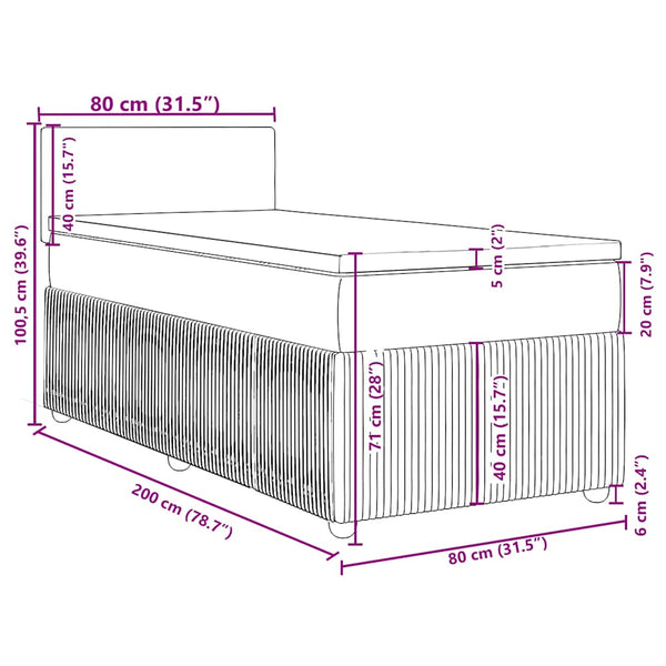 vidaXL Box Spring Bed with Mattress Blue 80x200 cm Velvet