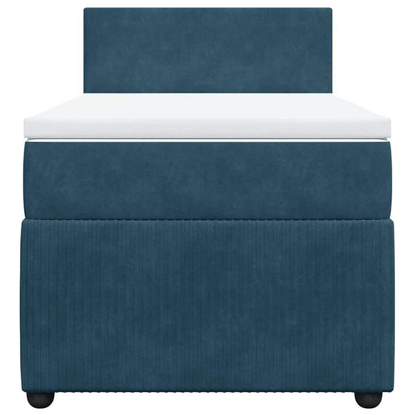 vidaXL Box Spring Bed with Mattress Blue 90x190 cm Velvet