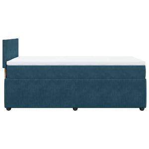 vidaXL Box Spring Bed with Mattress Blue 90x190 cm Velvet