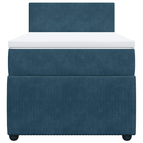 vidaXL Box Spring Bed with Mattress Blue 90x200 cm Velvet