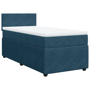 vidaXL Box Spring Bed with Mattress Blue 100x200 cm Velvet