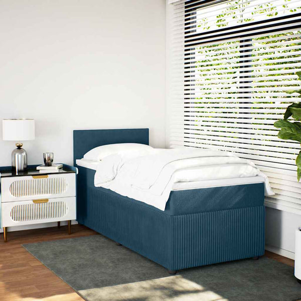 vidaXL Box Spring Bed with Mattress Blue 100x200 cm Velvet