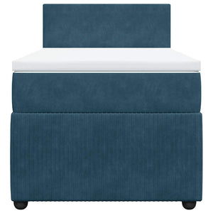 vidaXL Box Spring Bed with Mattress Blue 100x200 cm Velvet