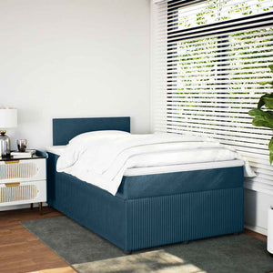 vidaXL Box Spring Bed with Mattress Blue 120x190 cm Velvet