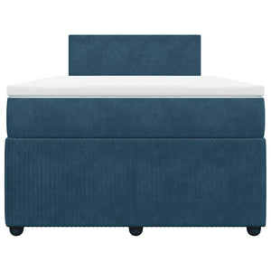 vidaXL Box Spring Bed with Mattress Blue 120x190 cm Velvet