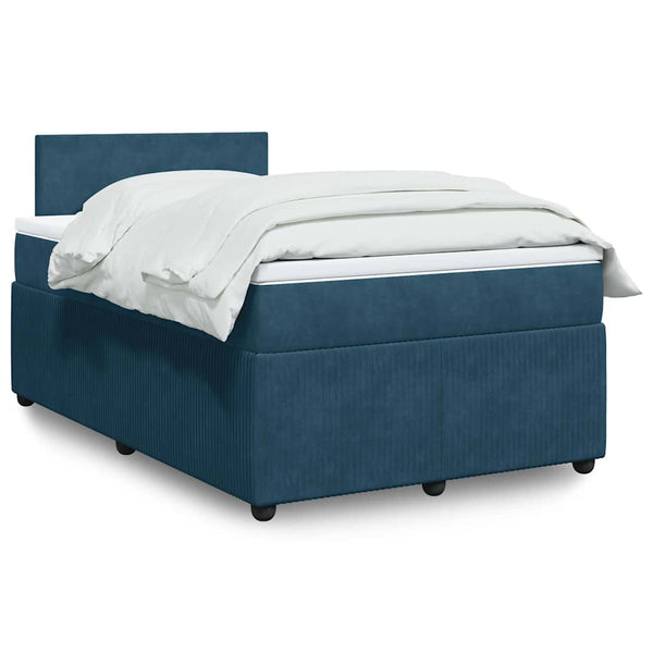 vidaXL Box Spring Bed with Mattress Blue 120x200 cm Velvet