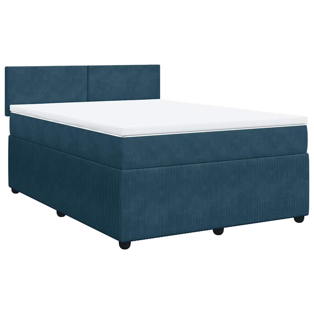 vidaXL Box Spring Bed with Mattress Blue 140x190 cm Velvet