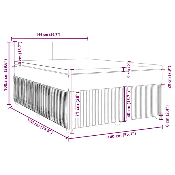 vidaXL Box Spring Bed with Mattress Blue 140x190 cm Velvet