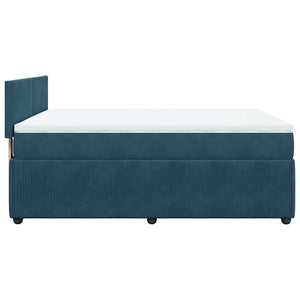 vidaXL Box Spring Bed with Mattress Blue 140x190 cm Velvet